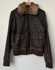 Robin Jeans Fur Collar Leather Jacket