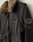 Robin Jeans Fur Collar Leather Jacket