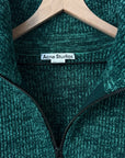 Acne Studios Half-Zip Ribbed Sweater in Forest Green