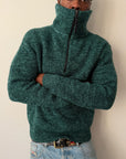 Acne Studios Half-Zip Ribbed Sweater in Forest Green