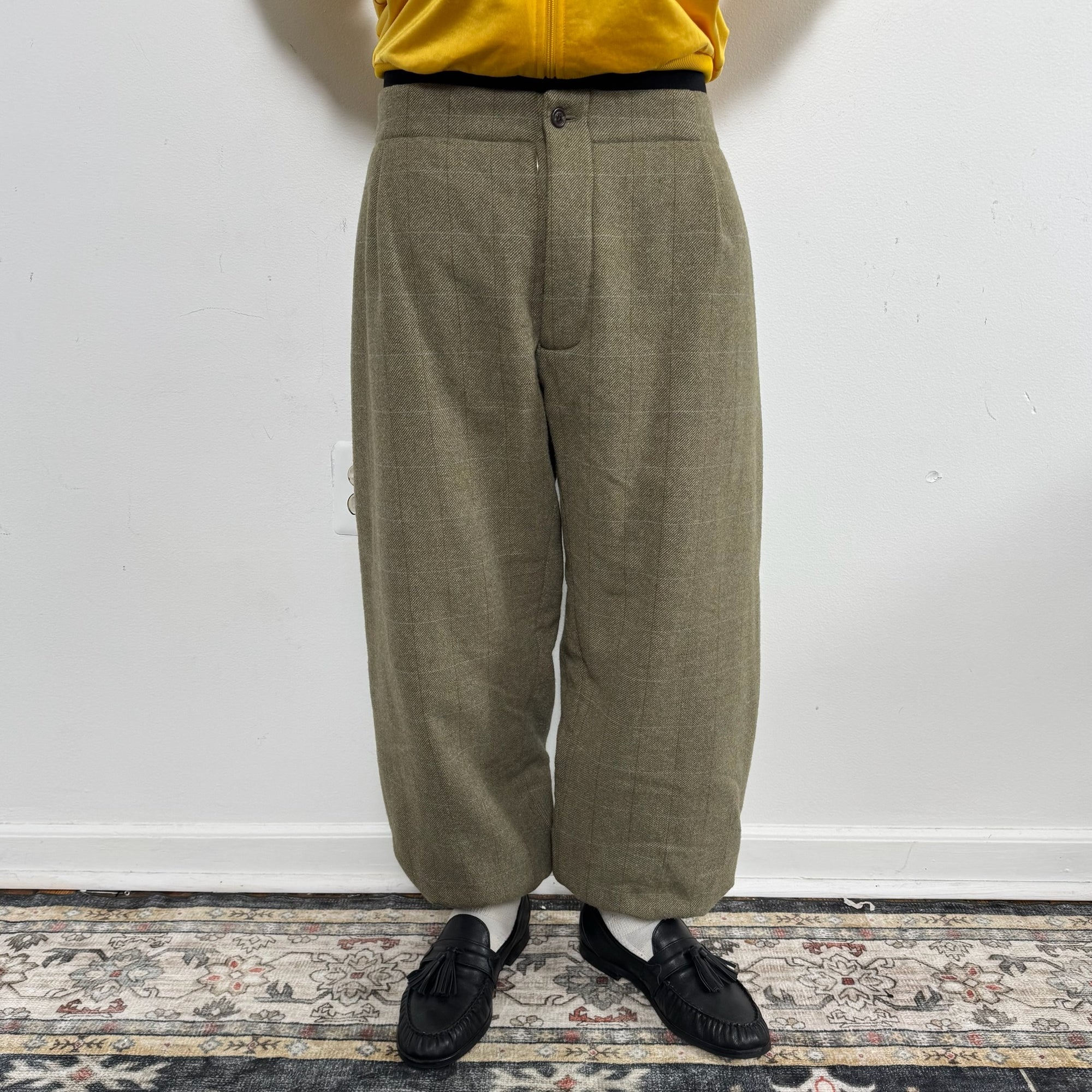 Maison Margiela Green Padded Wool Trousers