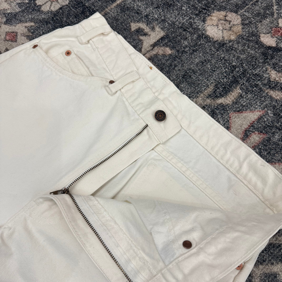 505 Levi Strauss &amp; Co. Orange Tab White Denim