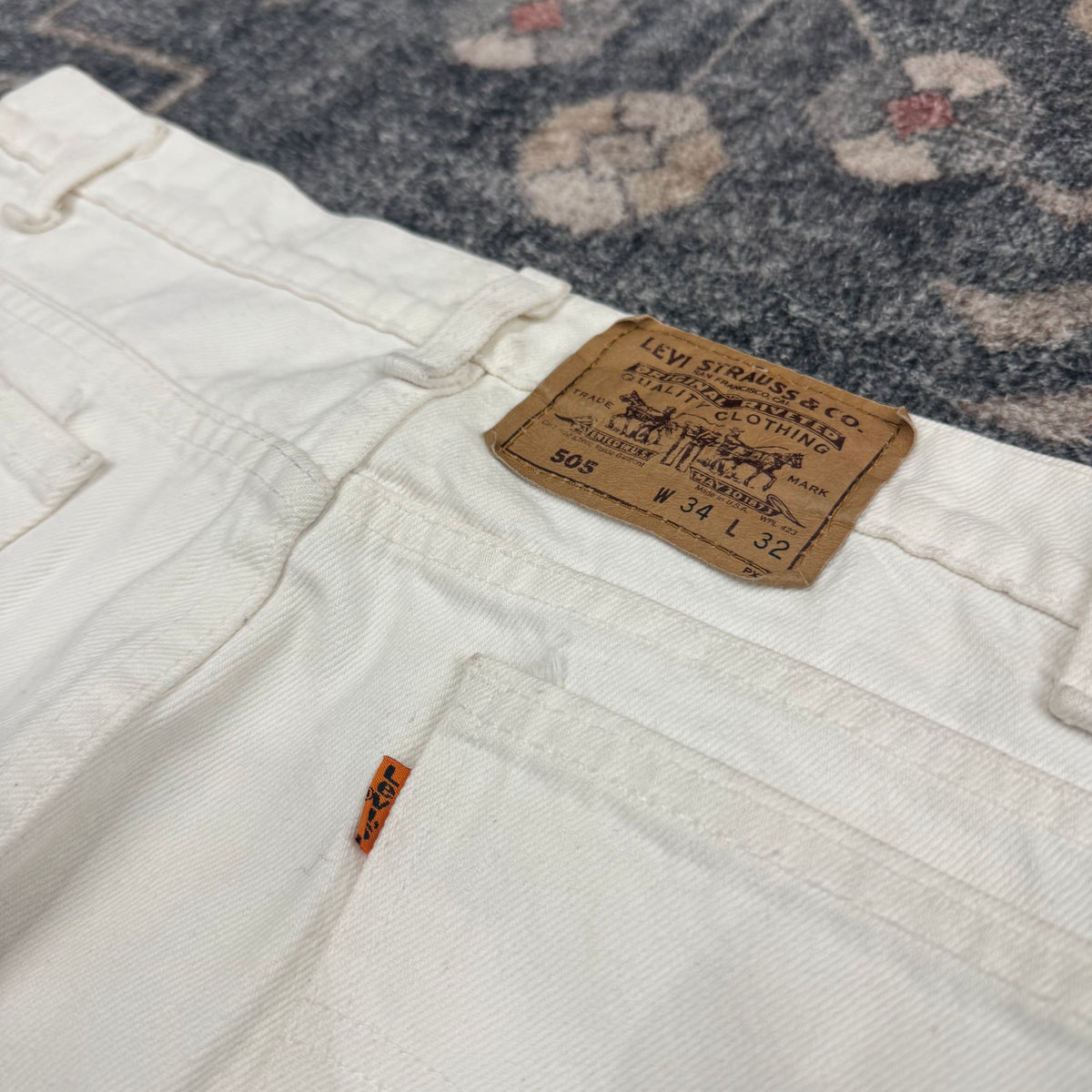 505 Levi Strauss &amp; Co. Orange Tab White Denim