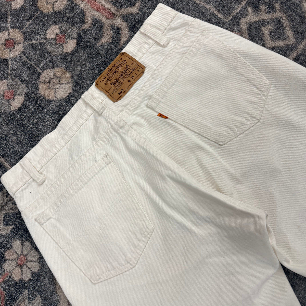 505 Levi Strauss &amp; Co. Orange Tab White Denim