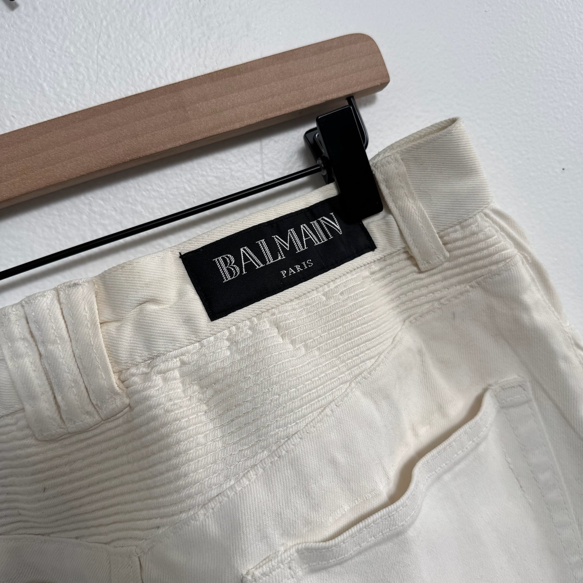 White Balmain Biker Denim