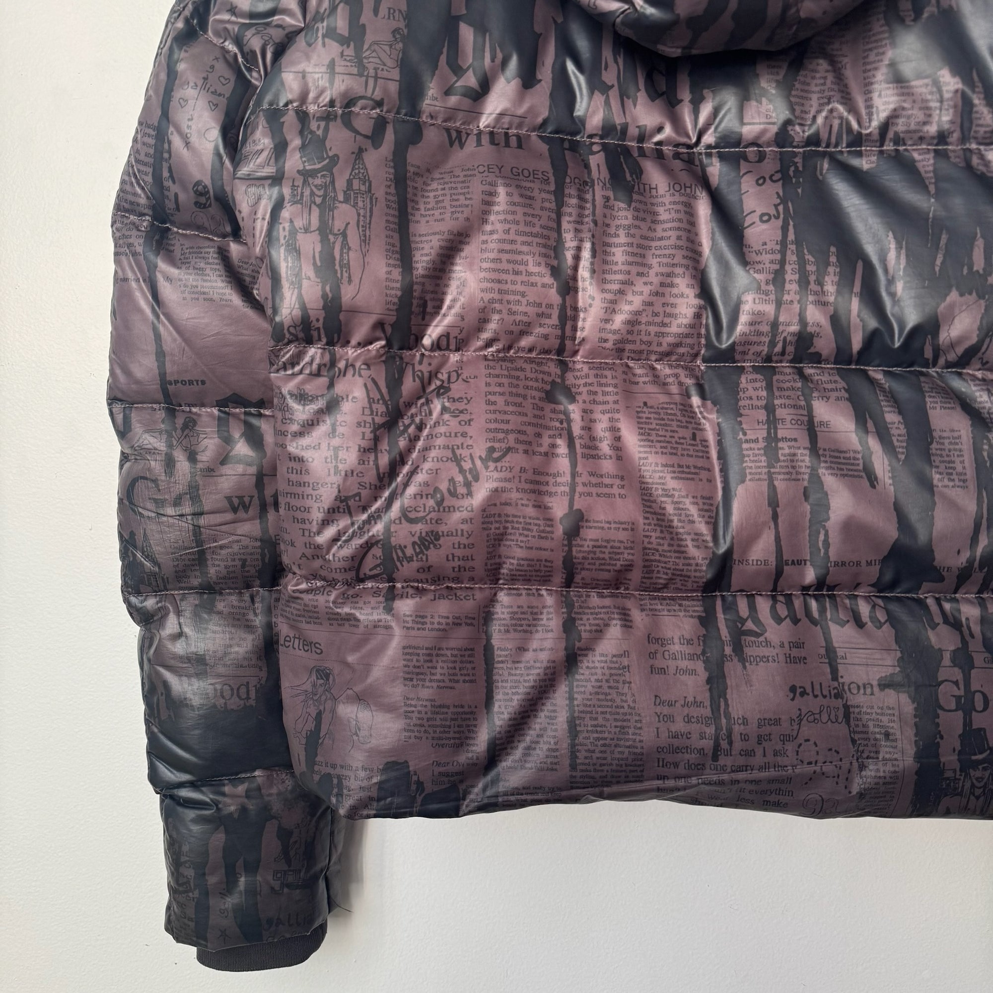 John Galliano Magazine Newspapers Puffer Jacket