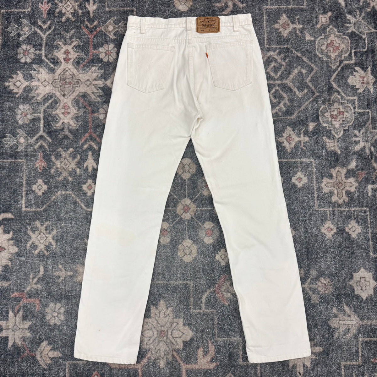 505 Levi Strauss &amp; Co. Orange Tab White Denim