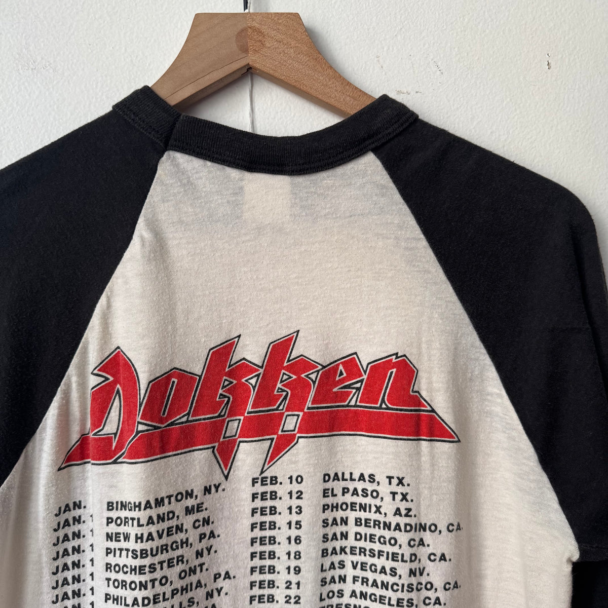 1986 Dokken Rockin American Concert Basebell Tee