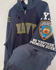 Project G/R Navy Reconstructed Folded Fill Zip Hoodie