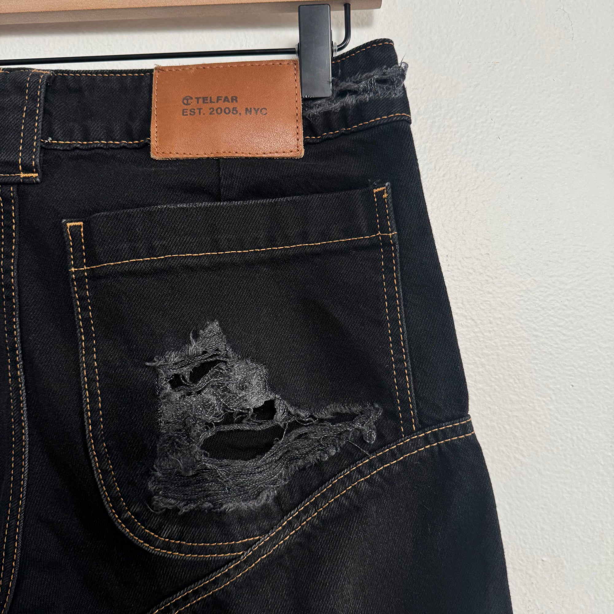 Telfar Straight Leg Jean Distressed Black