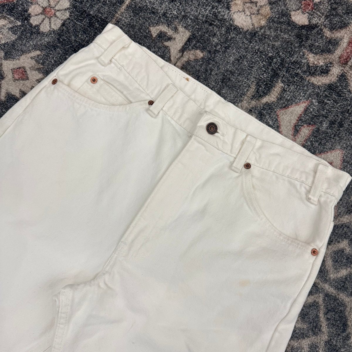 505 Levi Strauss &amp; Co. Orange Tab White Denim