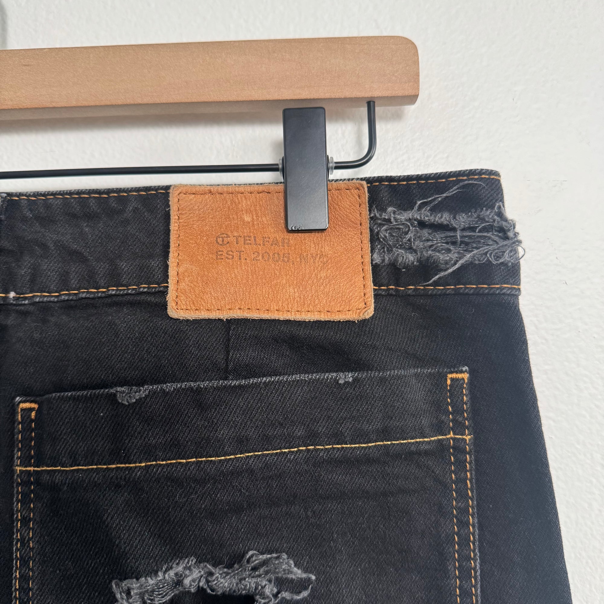 Telfar Straight Leg Jean Distressed Black