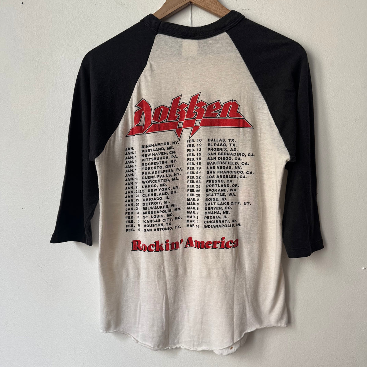 1986 Dokken Rockin American Concert Basebell Tee