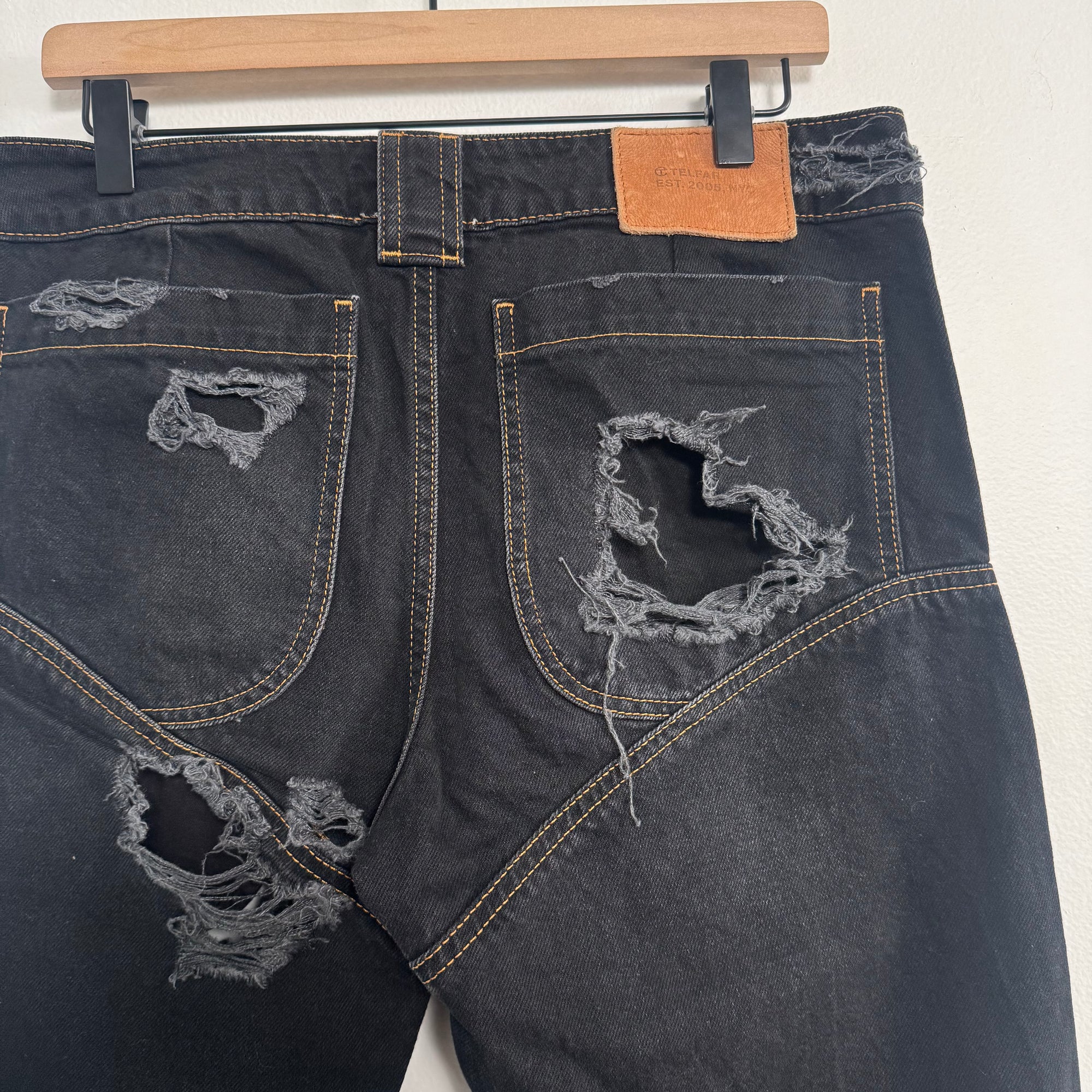 Telfar Straight Leg Jean Distressed Black