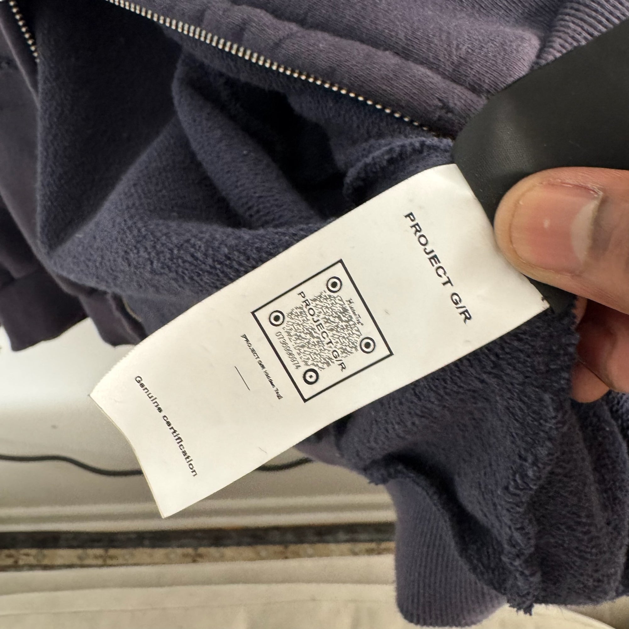 Project G/R Navy Reconstructed Folded Fill Zip Hoodie