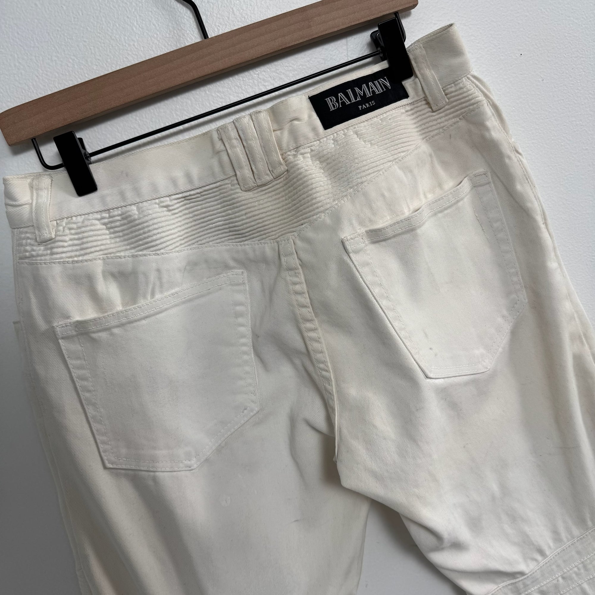 White Balmain Biker Denim