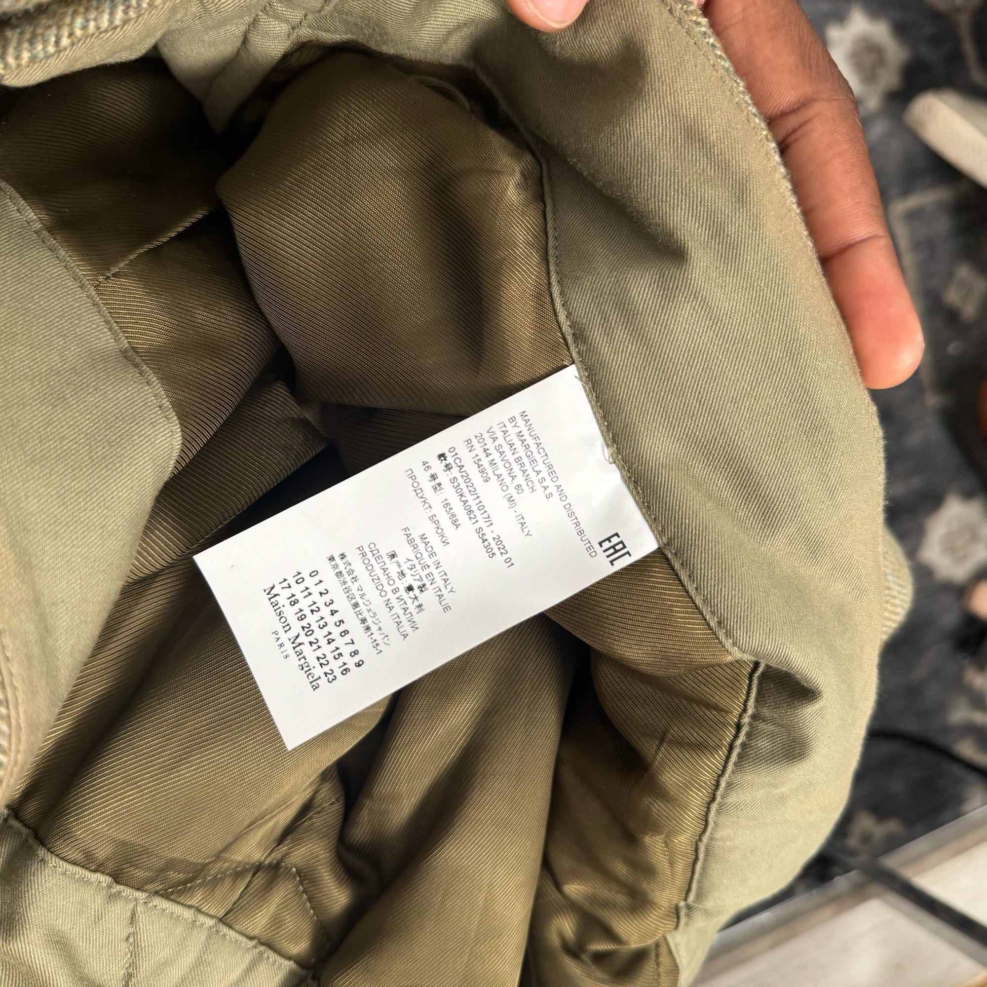 Maison Margiela Green Padded Wool Trousers