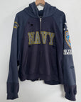 Project G/R Navy Reconstructed Folded Fill Zip Hoodie