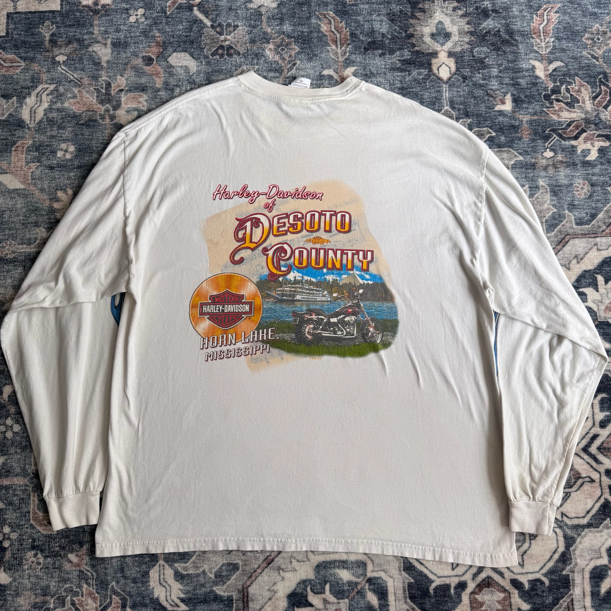 Y2K Harley Davidson Mississippi Blue Flames L/S
