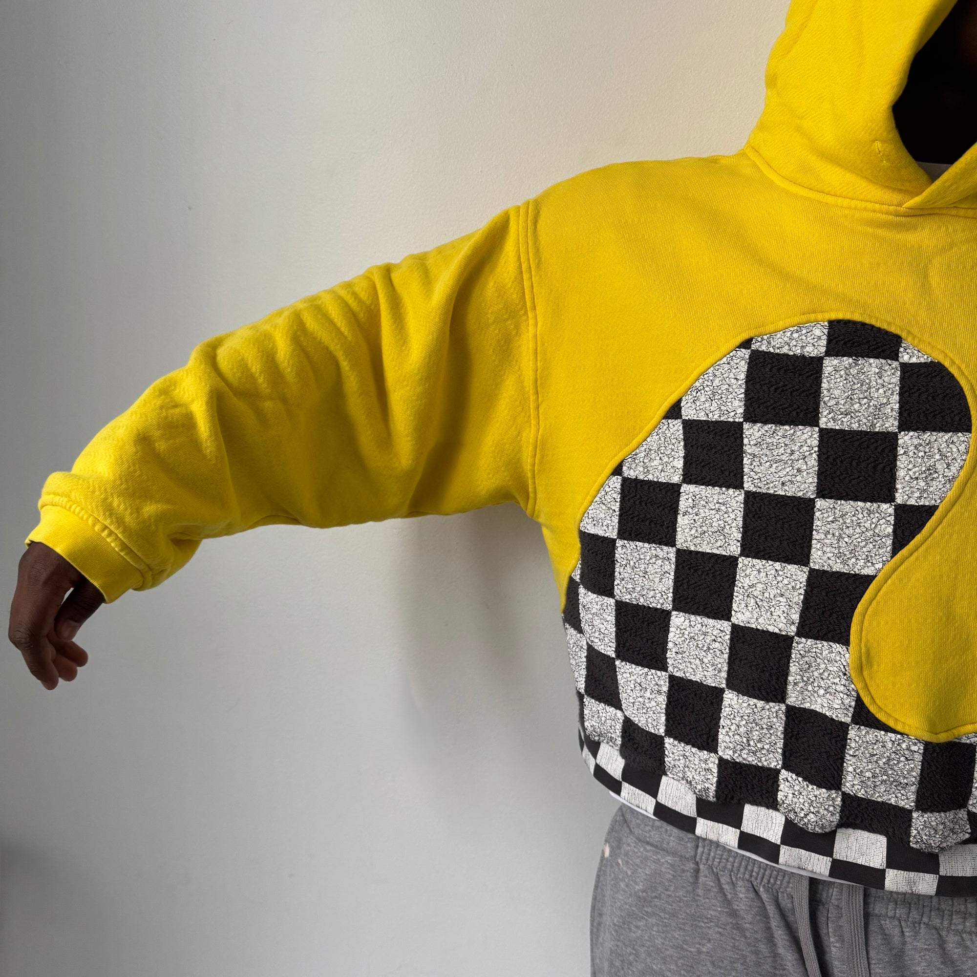 ERL Yellow Checker Swirl Hoodie