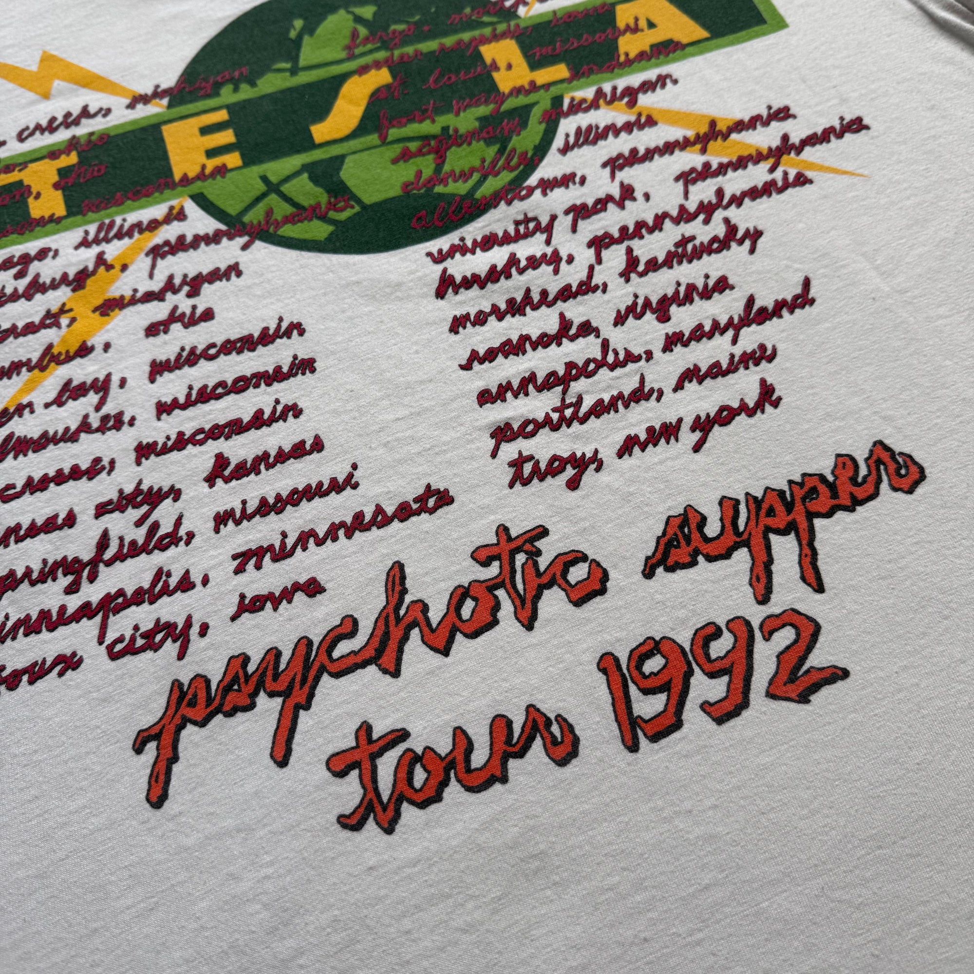 Vintage 1992 Tesla Psychotic Supper Tour Tee