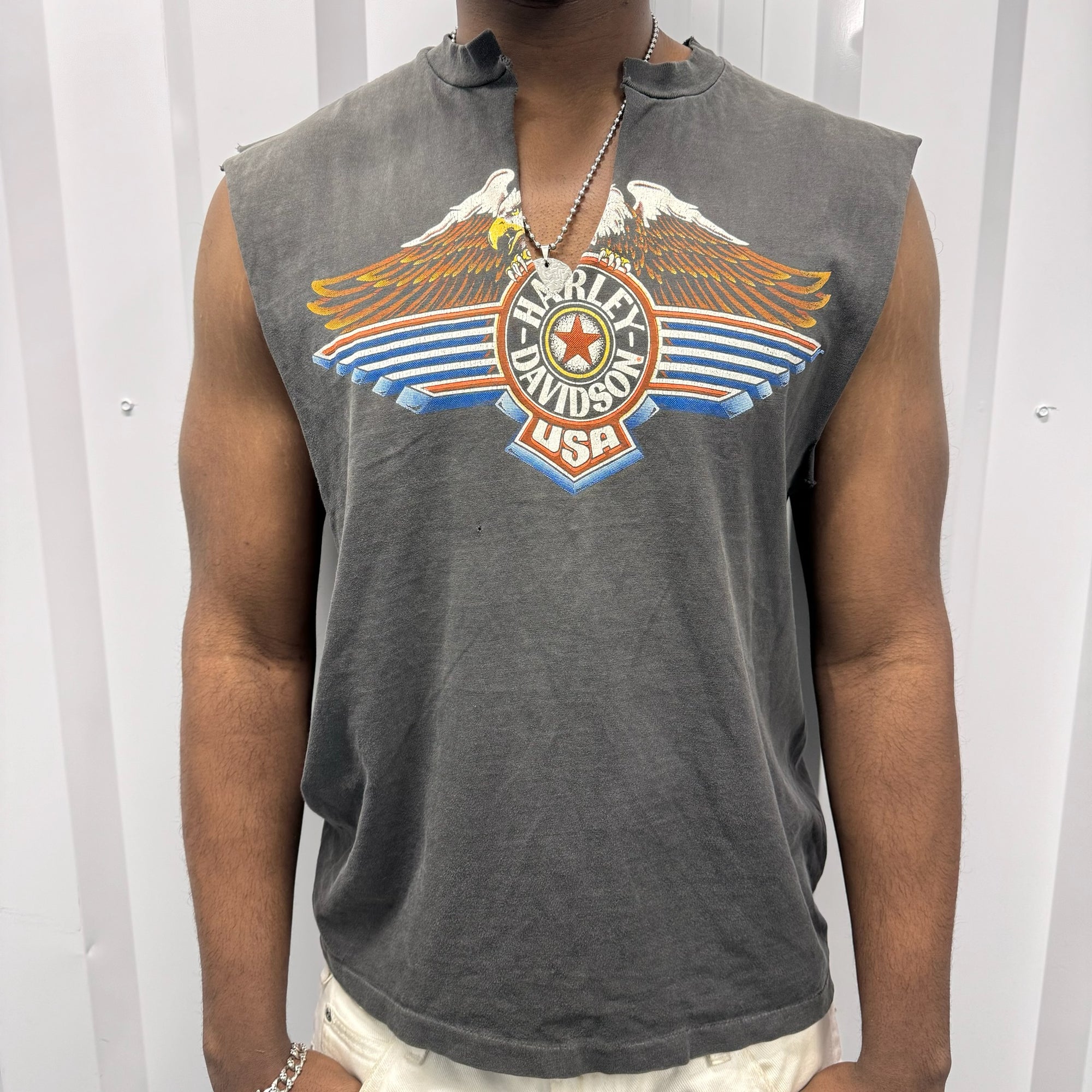 Vintage 1990s F&amp;S Harley Cut-off Sleeve